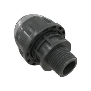 Csőről menetre váltó, műanyag, 20 mm - G1/2", szürke